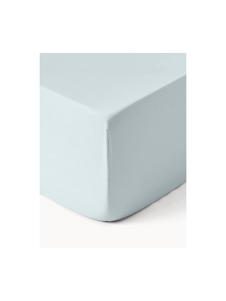 Boxspring-Spannbettlaken Comfort, Baumwollsatin, Webart: Satin Fadendichte 300 TC,, Hellblau, B 140 x L 200 cm, H 35 cm