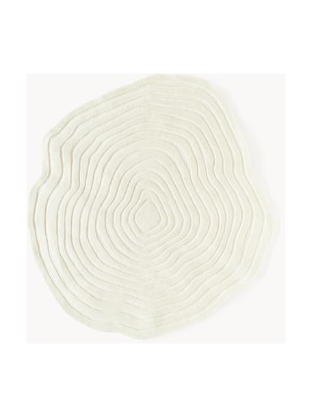 Handgetuft wollen vloerkleed Niria in organische vorm, Onderzijde: 100% katoen Bij wollen vl, Gebroken wit, Ø 200 cm (maat L)