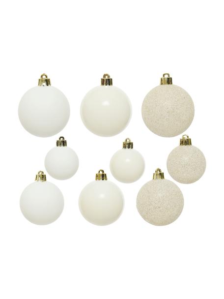 Breukvaste kerstballenset Mona, 30-delig, Wit, beige, Set met verschillende formaten