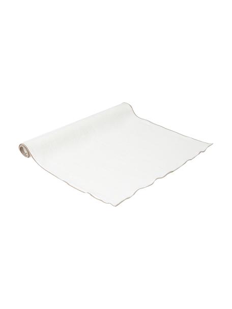Passatoio da tavolo in lino bianco Audra, 100% lino, Bianco, beige, Larg. 46 x Lung. 147 cm