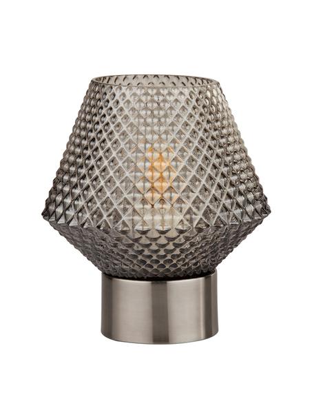 Kleine tafellamp Luisville van glas, Voetstuk: gecoat staal, Lampenkap: glas, Grijs, Ø 15 x H 18 cm