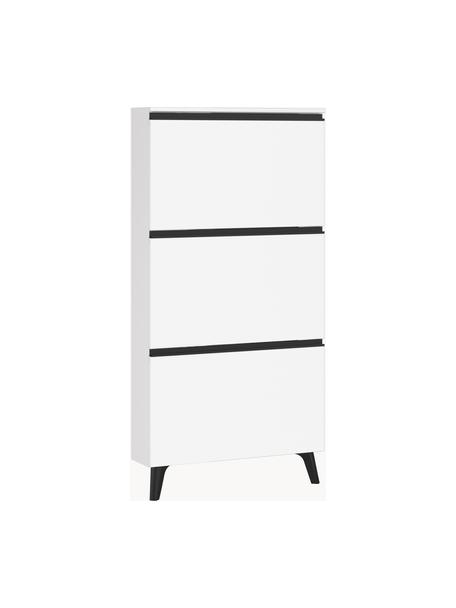 Armoire à chaussures Halem, Blanc, noir, larg. 67 x haut. 139 cm