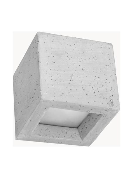 Handgefertigter Wandstrahler Leo aus Beton, Lampenschirm: Beton, Diffusorscheibe: Glas, Hellgrau, Weiß, B 12 x H 12 cm