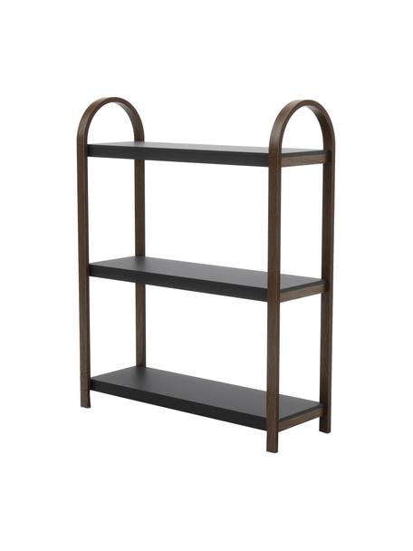 Estantería de madera y metal Bellwood, Estructura: madera, Estante: metal recubierto, Negro, madera oscura, An 72 x Al 90 cm