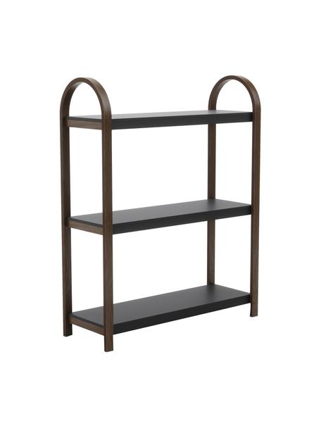 Étagère en métal avec cadre en bois Bellwood, Noir, bois foncé, larg. 72 x haut. 90 cm