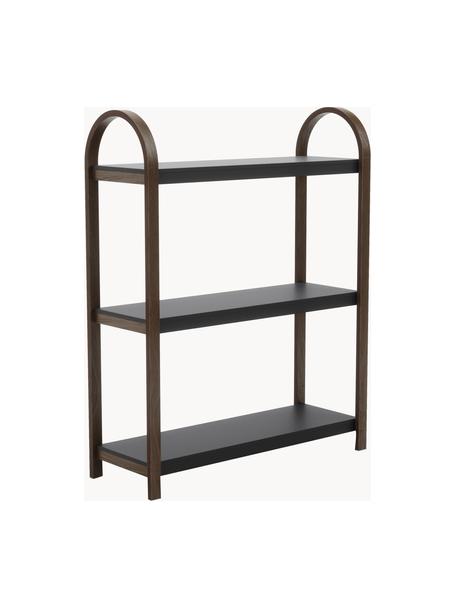 Libreria Bellwood, Struttura: legno, Scaffale: metallo rivestito, Nero, legno scuro, Larg. 72 x Alt. 90 cm
