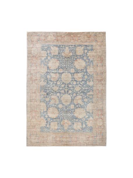 Kurzflor-Teppich Mara mit Ornamentmuster, 100 % Polyester, Blau, Apricot, Bunt, B 80 x L 150 cm (Grösse XS)
