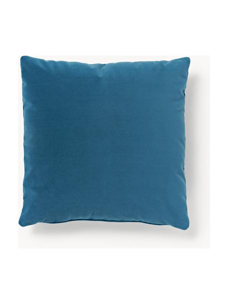 Coussin canapé en velours Lena, Velours bleu pétrole, larg. 50 x long. 50 cm