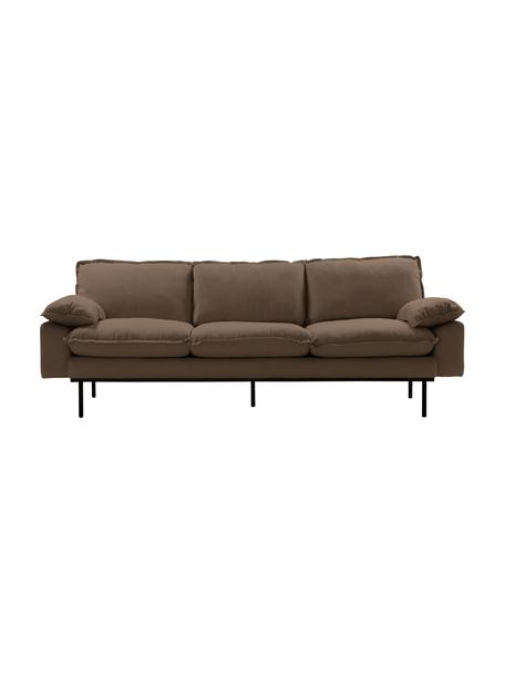 Sofa Magnolia (3-Sitzer) in Braun mit Metall-Füßen, Bezug: 63% Baumwolle, 37% Leinen, Füße: Metall, pulverbeschichtet, Stoff Braun, B 225 x T 94 cm