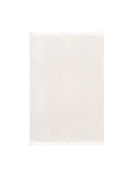 Tappeto in cotone sottile tessuto a mano Agneta, 100% cotone certificato GRS, Bianco crema, Larg. 50 x Lung. 80 cm (taglia XXS)