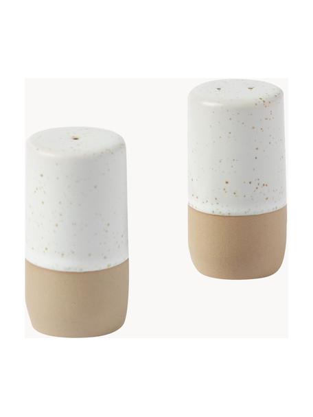 Zout- en peperstrooier Caja, set van 2, Keramiek, Beige, crèmewit, Ø 3 cm, H 6 cm