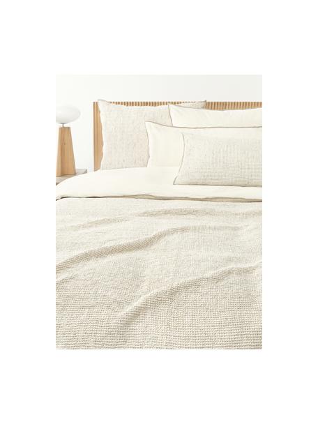 Funda nórdica de algodón con estructura gofre Clemente, Beige claro, blanco Off White, Cama 90 (An 155 x L 220 cm)