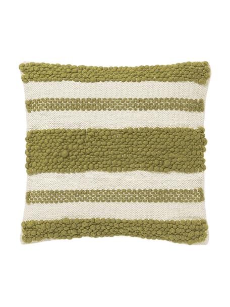 Copricuscino con struttura alta-bassa Hamad, Retro: 100% cotone, Tonalità verdi, Larg. 45 x Lung. 45 cm