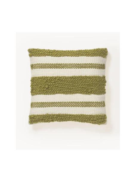 Housse de coussin 45x45 Adrian, Vert olive, blanc cassé, larg. 45 x long. 45 cm