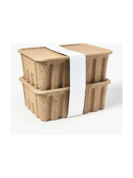 Skladovací boxy z papírové buničiny Pulp, D 30 cm, 2 ks, Papírová buničina, Béžová, Š 40 cm, H 30 cm