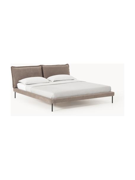 Čalouněná postel z plyšového bouclé Amelia, Taupe, Š 180 cm, D 200 cm