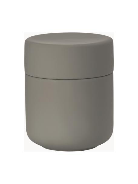 Boîte de rangement en grès cérame Ume, Grès cérame recouvert d'une surface douce au toucher (plastique), Taupe, Ø 8 x haut. 10 cm