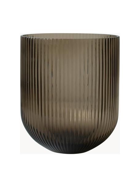 Glas-Vase Simple Stripe, H 22 cm, Glas, Greige, semi-transparent, Ø 19 x H 22 cm