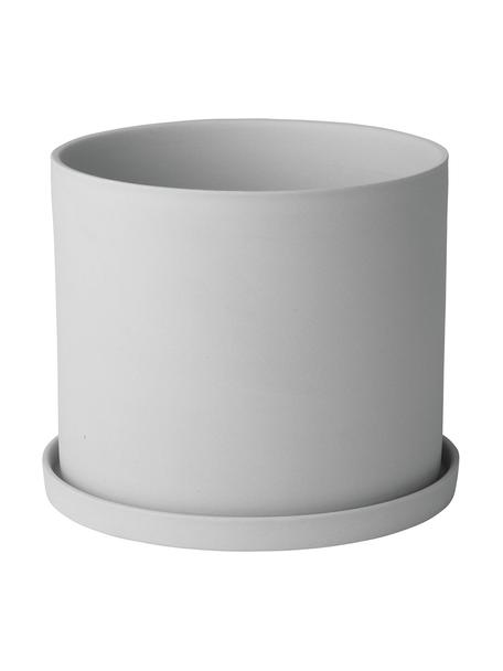 Maceta pequeña de porcelana Nona, Porcelana, Gris claro, Ø 15 x Al 13 cm