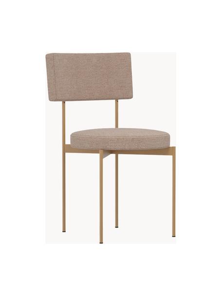 Gestoffeerde stoel Sedia met metalen frame, Bekleding: 75% wol, 25% linnen, Frame: gepoedercoat metaal, Stof beige, B 46 x D 54 cm
