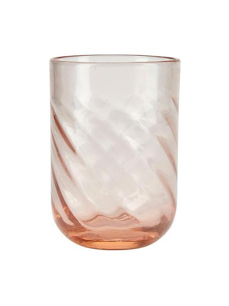 Waterglazen Twist in roze, 4 stuks, Glas, Roze, transparant, Ø 8 x H 11 cm, 300 ml