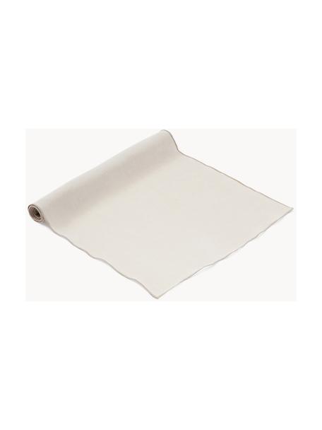 Chemin de table en lin avec passepoil Kennedy, 100 % lin lavé, certifié European Flax, Blanc cassé, larg. 40 x long. 150 cm
