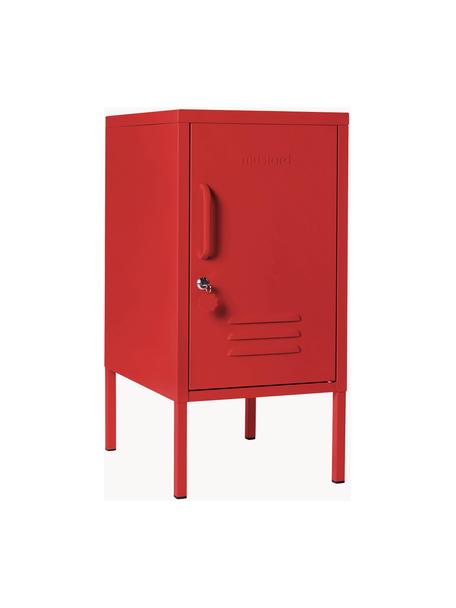 Table de chevet en métal avec porte ajustable The Shorty, Acier, revêtement par poudre, Rouge, Charnière à droite