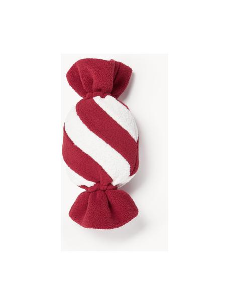 Coussin peluche en forme de bonbon Sweety, Rouge, blanc, larg. 20 x long. 43 cm