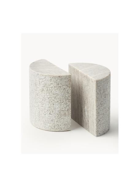 Marmor-Buchstützen Nile, 2 Stück, Marmor, Greige, marmoriert, B 13 x H 13 cm