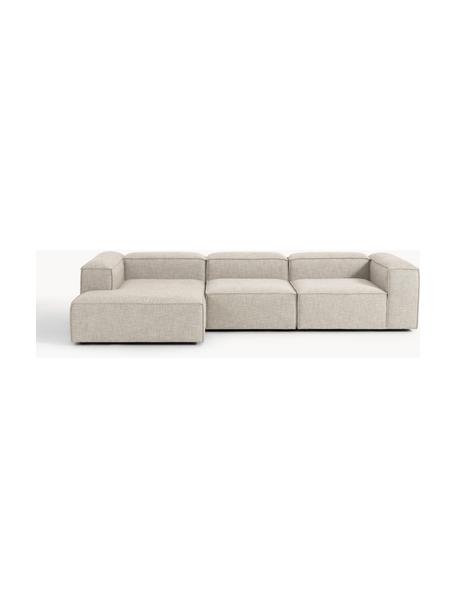 Modulares Ecksofa Lennon aus Leinen-Mix, Bezug: 50 % Viskose, 25 % Leinen, Gestell: Fichtenholz, Sperrholz, m, Füße: Kunststoff Dieses Produkt, Leinen-Mix Grau, B 327 x T 180 cm, Eckteil links