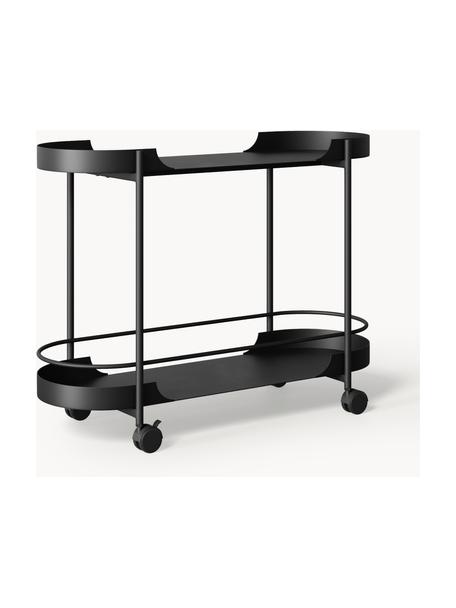 Carrello di servizio in metallo Taru, Struttura: metallo verniciato a polv, Ruote: plastica, Nero opaco, Larg. 79 x Alt. 65 cm