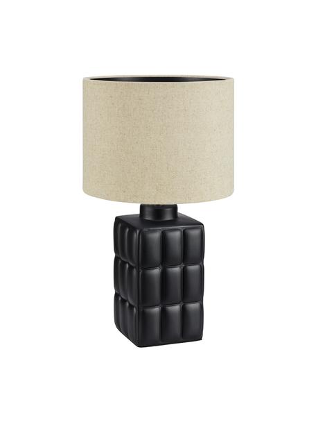 Moderne Keramik-Tischlampe Cuscini, Lampenschirm: Stoff, Lampenfuß: Keramik, Beige, Schwarz, Ø 24 x H 43 cm