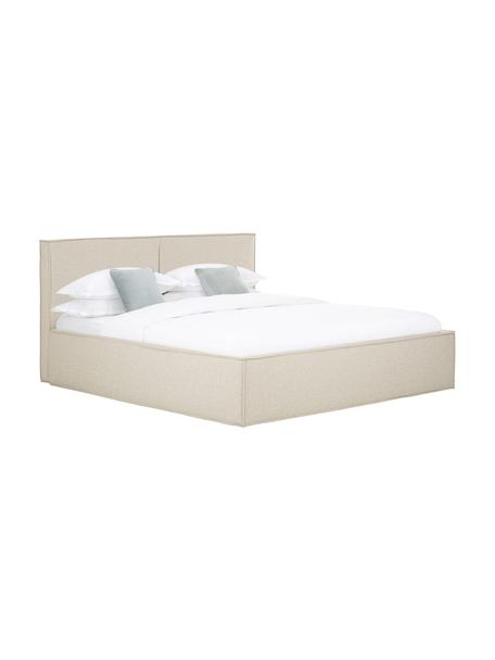 Polsterbett Dream mit Stauraum, Bezug: Polyester (Strukturstoff), Korpus: Massives Kiefernholz, FSC, Webstoff Dunkelbeige, B 180 x L 200 cm