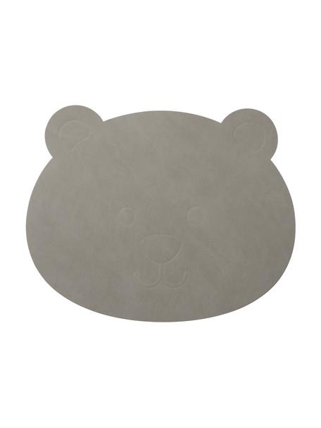 Leder-Tischset Bear in Grau, Kunstleder, Gummi, Grau, B 38 x L 30 cm