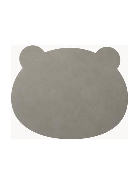 Leren placemat Bear, Kunstleer, rubber, Greige, B 38 x L 30 cm