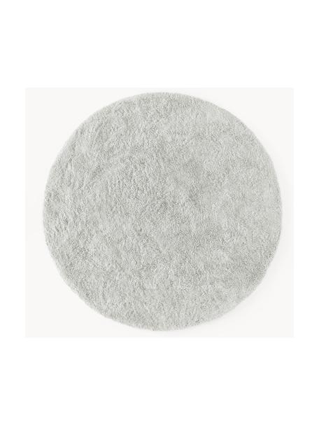 Flauschiger runder Hochflor-Teppich Leighton, Flor: Mikrofaser (100 % Polyest, Hellgrau, Ø 120 cm (Größe S)