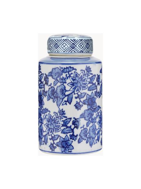 Petit vase en porcelaine avec couvercle Annabelle, haut. 14 cm, Porcelaine, Bleu, blanc, Ø 8 x haut. 14 cm
