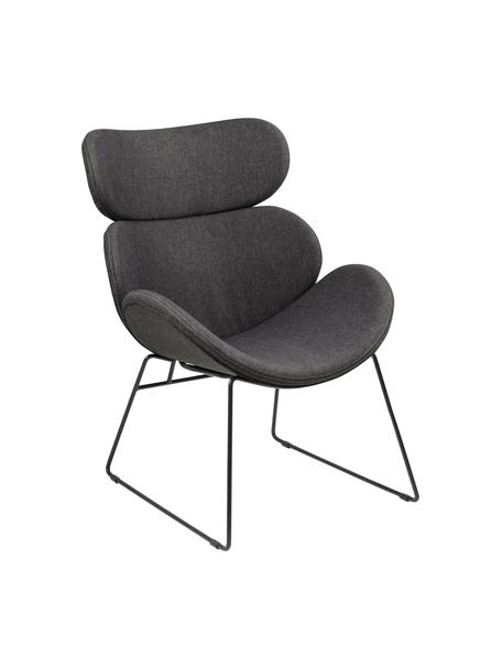 Fauteuil lounge Cazar, Tissu gris, larg. 69 x prof. 79 cm