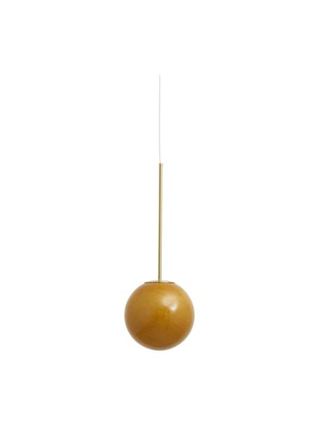 Lámpara de techo pequeña esferica Seth, Pantalla: vidrio, Anclaje: metal recubierto, Cable: plástico, Ámbar, dorado, Ø 25 x Al 68 cm