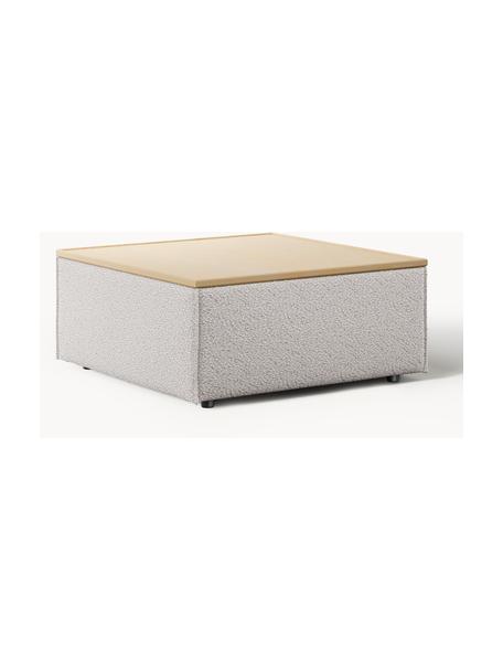 Sofa-Hocker Lennon aus Bouclé mit Stauraum, Bezug: Bouclé (80 % Polyester, 2, Tablett: Eichenholz, Spannplatte m, Gestell: Spanplatte, mitteldichte , Füße: Kunststoff Dieses Produkt, Bouclé Taupe, helles Eichenholz, B 88 x T 88 cm