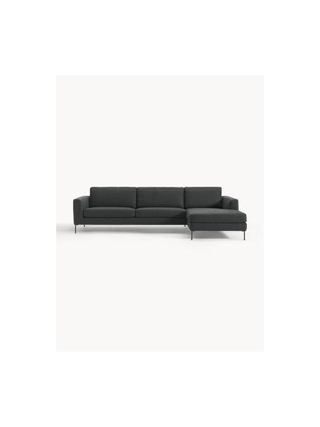 Sofa narożna Cucita (4-osobowa), Tapicerka: tkanina (100% poliester) , Nogi: metal lakierowany Materia, Antracytowa tkanina, S 302 x G 163 cm, prawostronna