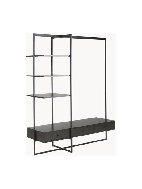 Armadio aperto Pacey, Struttura: metallo verniciato a polv, Nero, Larg. 150 x Alt. 180 cm