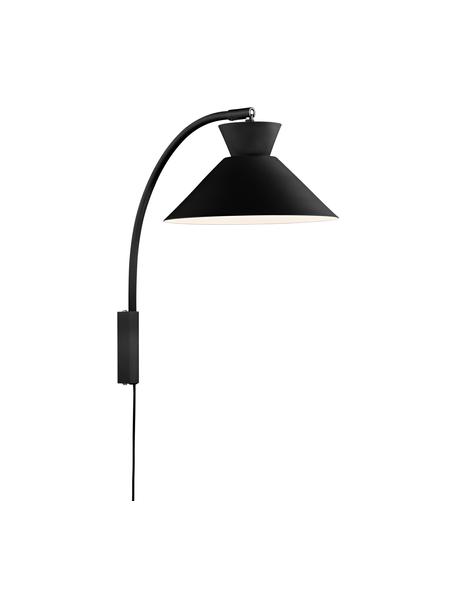 Aplique Dial, con enchufe, Estructura: metal recubierto, Cable: plástico, Negro, Ø 25 x Al 40 cm