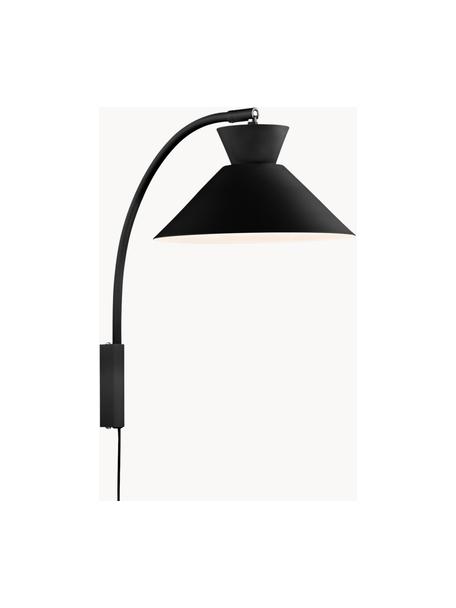 Wandlamp Dial met stekker, Lampenkap: gecoat metaal, Zwart, Ø 25 x H 40 cm