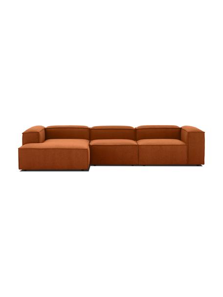 Modulares Ecksofa Lennon, Bezug: 100% Polyester Der strapa, Gestell: Massives Kiefernholz, FSC, Webstoff Terrakotta, B 327 x T 180 cm, Eckteil links