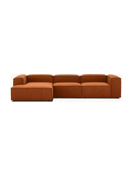 Sofá rinconera modular Lennon, Tapizado: 100% poliéster Alta resis, Estructura: madera de pino maciza, ma, Patas: plástico Las patas están , Tejido terracota, An 327 x F 180 cm, chaise longue izquierda