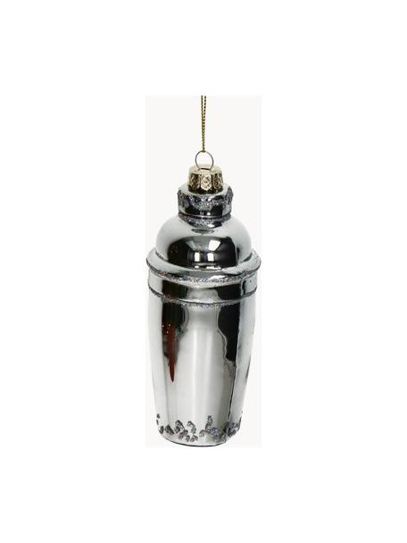 Ciondolo albero di Natale Cocktail Shaker, Vetro, Argentato, Ø 5 x Alt. 13 cm