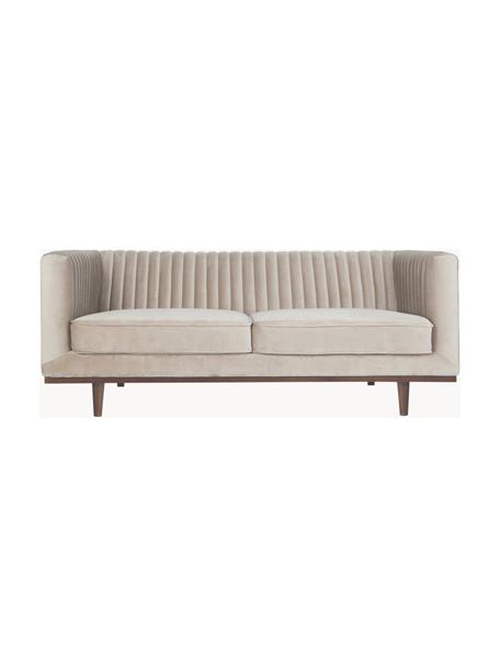 Divano 2 posti in velluto con piedini in legno Dante, Rivestimento: velluto di poliestere, Struttura: legno di albero della gom, Velluto beige, Larg. 174 x Prof. 87 cm