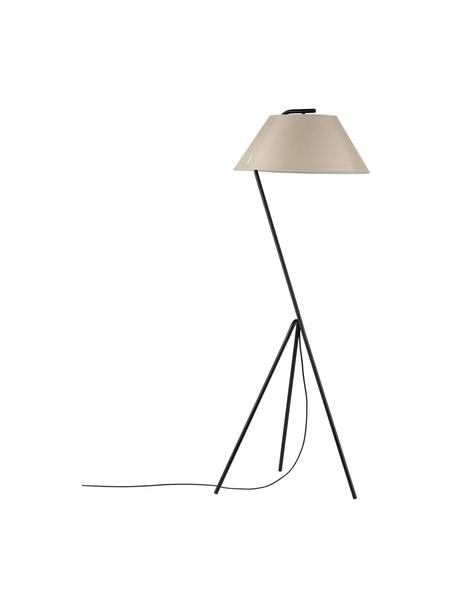 Lámpara de pie regulable Tripod Narve, Pantalla: tela, Cable: cubierto en tela, Beige, negro, An 53 x Al 154 cm