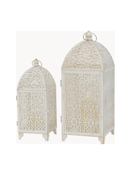 Lanternes Oleano, 2 élém., Métal, enduit, Blanc, Lot de différentes tailles